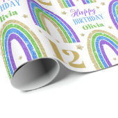 Gouden Glitter Naam Verjaardag Wrapping Paper Cadeaupapier (Rol Hoek)
