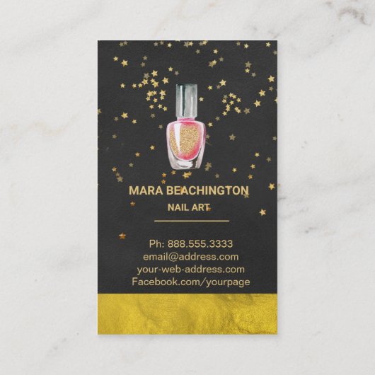 *~* Gouden Glitter Nail Art Polish Gold Folie Visitekaartje (Achterkant)