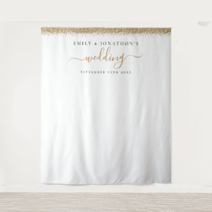 Gouden Glitter Namen Huwelijksfotobackground  Wandkleed