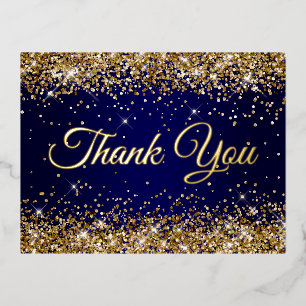 Gouden Glitter Navy 50e Verjaardag Bedankt Folie Uitnodiging Briefkaart