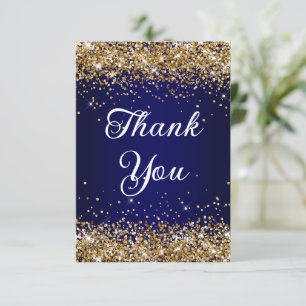 Gouden Glitter Navy Blue Ombre 40e verjaardag Bedankkaart
