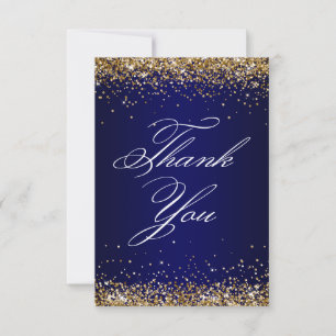 Gouden Glitter Navy Blue Ombre Elegant 40e Verjaar Bedankkaart