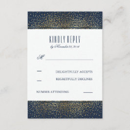Gouden Glitter  Navy Bruiloft RSVP Kaarten Kaartje