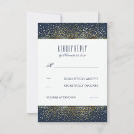 Gouden Glitter  Navy Bruiloft RSVP Kaarten Kaartje