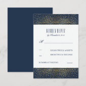 Gouden Glitter  Navy Bruiloft RSVP Kaarten Kaartje (Voorkant / Achterkant)