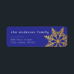 Gouden Glitter Navy Christmas Return Adres Label<br><div class="desc">Gouden glitter sneeuwvlok marine retour adreslabel is geweldig voor Kerstmis en Nieuwjaar mailing. Naam en adres kunnen eenvoudig worden gewijzigd.</div>