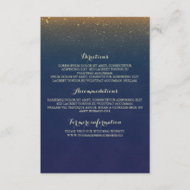 Gouden Glitter  Navy Wedding Insert Informatiekaartje