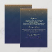 Gouden Glitter  Navy Wedding Insert Informatiekaartje (Voorkant / Achterkant)
