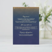 Gouden Glitter  Navy Wedding Insert Informatiekaartje (Staand voorkant)