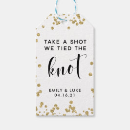 Gouden Glitter Neem een Shot We Tied De Knoop Brui Cadeaulabel