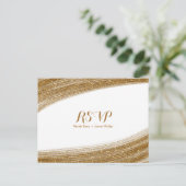 Gouden Glitter Nep Glitter Bruiloft RSVP Postkaart Uitnodiging Briefkaart (Staand voorkant)
