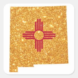 Gouden Glitter New Mexico Vierkante Sticker