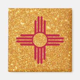 Gouden Glitter New Mexico Vlag Magneet