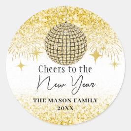 Gouden Glitter New Years Eve Party Disco Ball Ronde Sticker