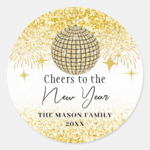 Gouden Glitter New Years Eve Party Disco Ball Ronde Sticker