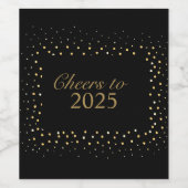 Gouden Glitter Nieuwjaar 2025 Wijn Etiket (Enkel label)