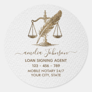 Gouden Glitter Notaris Lening Ondertekenende Agent Ronde Sticker