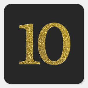 Gouden Glitter nummer 10 brede lettertype Vierkante Sticker