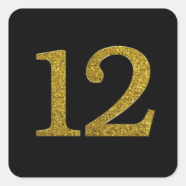 Gouden Glitter Nummer 12 Vierkante Sticker