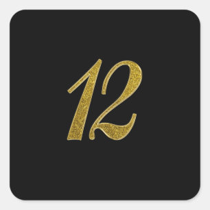 Gouden Glitter Nummer 12 Vierkante Sticker