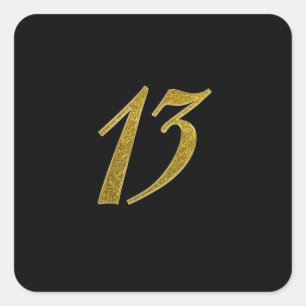 Gouden Glitter Nummer 13 Vierkante Sticker