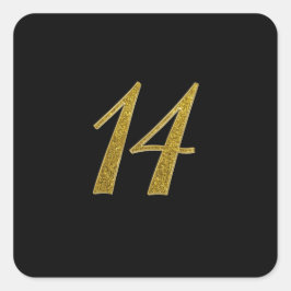 Gouden Glitter Nummer 14 Vierkante Sticker