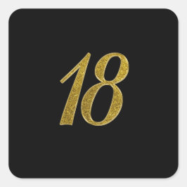 Gouden Glitter Nummer 18 Vierkante Sticker