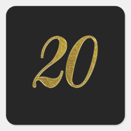 Gouden Glitter Nummer 20 Vierkante Sticker