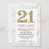 Gouden Glitter Nummer 21 21e Uitnodigen Eenvoudig  Kaart (Voorkant)
