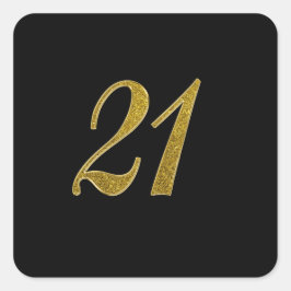 Gouden Glitter Nummer 21 Vierkante Sticker