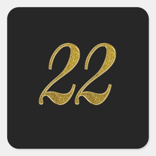 Gouden Glitter Nummer 22 Vierkante Sticker (Voorkant)