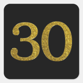 Gouden Glitter nummer 30 Brede lettertype Vierkante Sticker