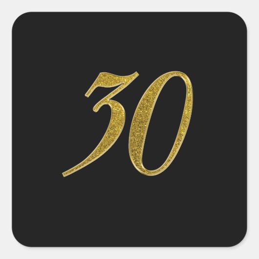 Gouden Glitter Nummer 30 Vierkante Sticker (Voorkant)