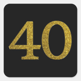 Gouden Glitter nummer 40 Brede lettertype Vierkante Sticker
