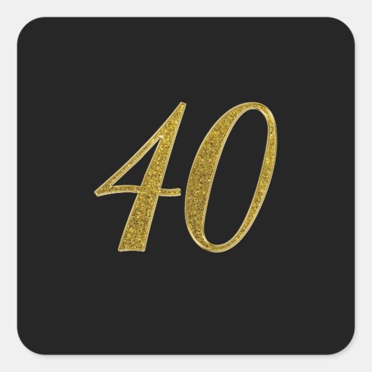 Gouden Glitter Nummer 40 Vierkante Sticker (Voorkant)