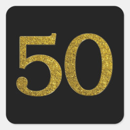 Gouden Glitter nummer 50 Brede lettertype Vierkante Sticker