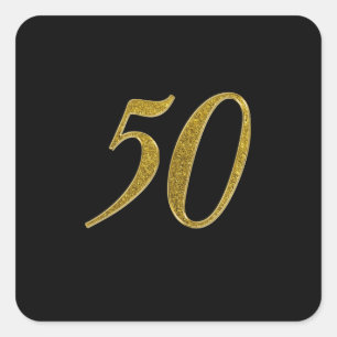 Gouden Glitter Nummer 50 Vierkante Sticker