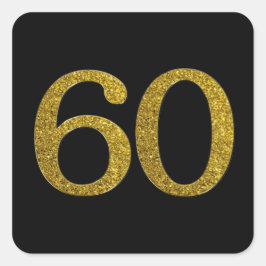 Gouden Glitter nummer 60 brede lettertype Vierkante Sticker