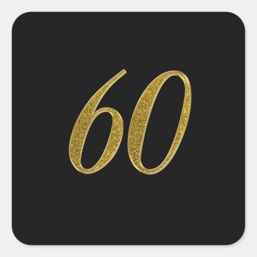 Gouden Glitter Nummer 60 Vierkante Sticker (Voorkant)