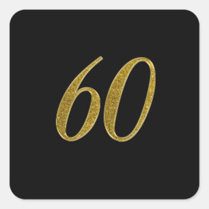 Gouden Glitter Nummer 60 Vierkante Sticker