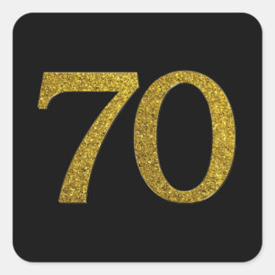 Gouden Glitter nummer 70 Brede lettertype Vierkante Sticker