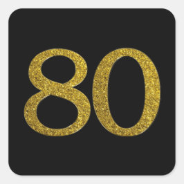 Gouden Glitter nummer 80 Brede lettertype Vierkante Sticker
