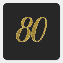 Gouden Glitter Nummer 80 Vierkante Sticker