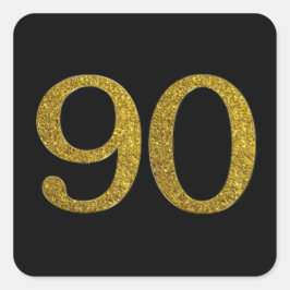 Gouden Glitter nummer 90 Brede lettertype Vierkante Sticker