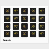 Gouden Glitter Nummer 90 Vierkante Sticker (Vel)