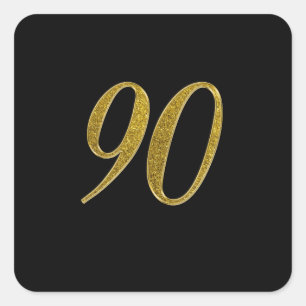 Gouden Glitter Nummer 90 Vierkante Sticker