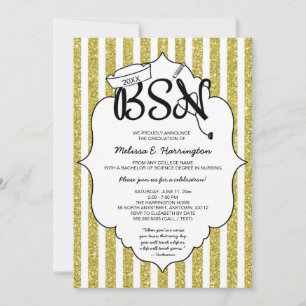 Gouden Glitter Nurse BSN pinning ceremonie Kaart