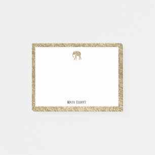 Gouden Glitter Olifant & Rand met Wit Post-it® Notes