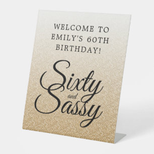 Gouden Glitter Ombre 60 Sassy 60e verjaardag Welko Reclamebord Met Voetstuk