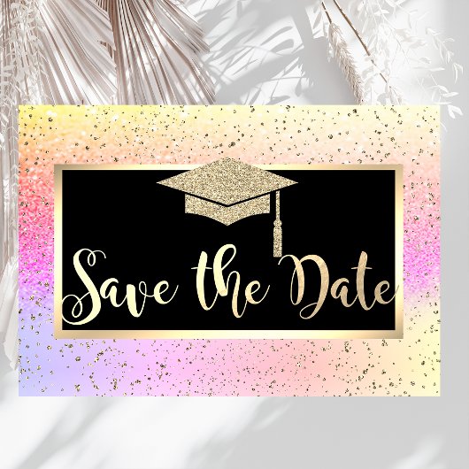 Gouden Glitter Ombre Afstudeerdata Save The Date